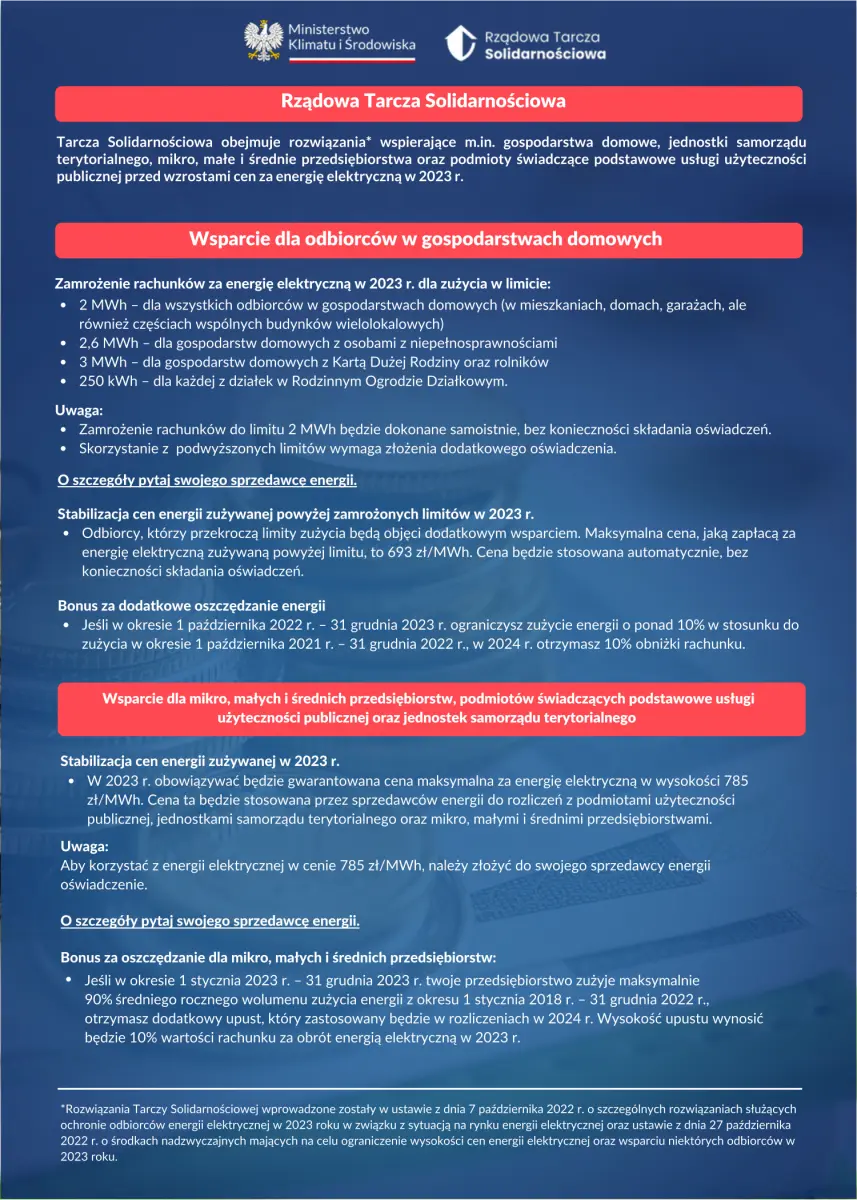 ulotka informacyjna rządowej tarczy solidarnościowej