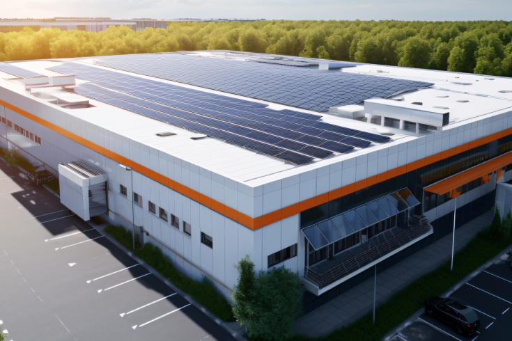 Hala posiadająca zamontowaną fotowoltaikę na dachu