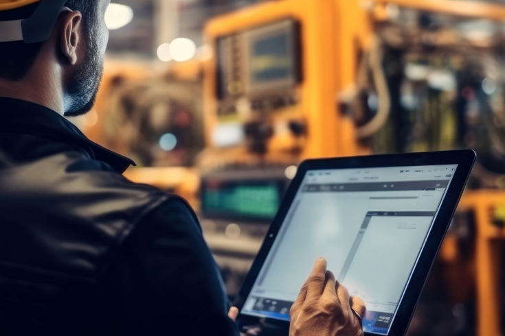 Mężczyzna korzystający z tabletu