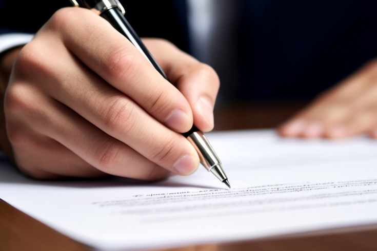 Mężczyzna piszący na kartce