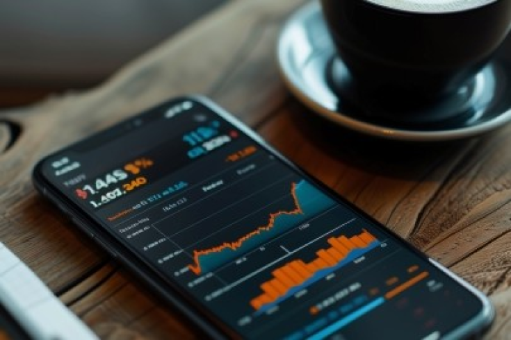 zdjecie smartfona z wykresem giełdowym na ekranie